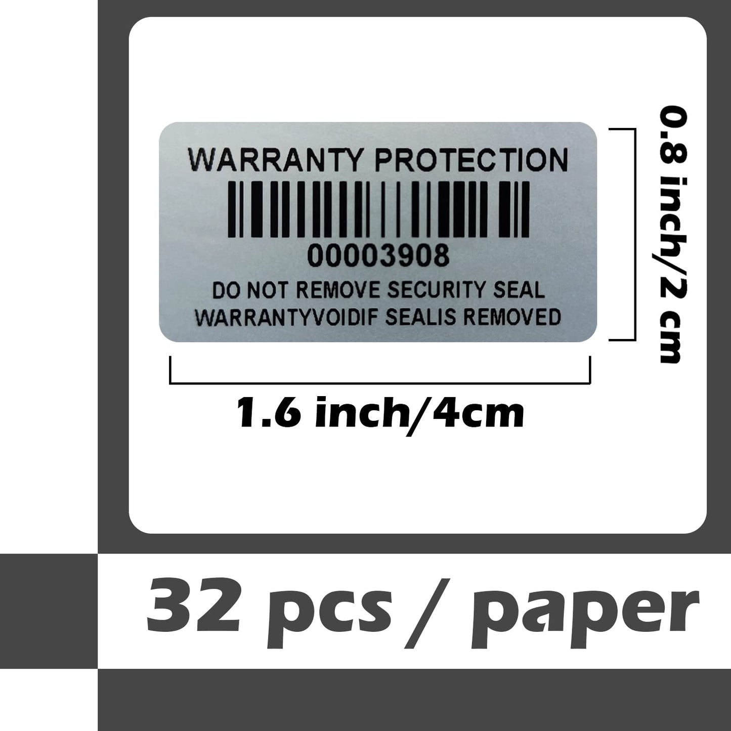 160pcs Tamper Evident Barcode Stickers with Individual Serial Number Security Warranty Void Sticker,Sealing Label for Package(1.6x0.8 inches,Silver) Silver