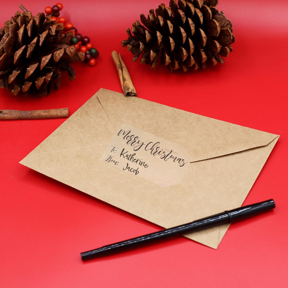 Natural Kraft Charming Christmas Holiday Gift Tag Stickers 2 x 3 Inch 100 Total Labels