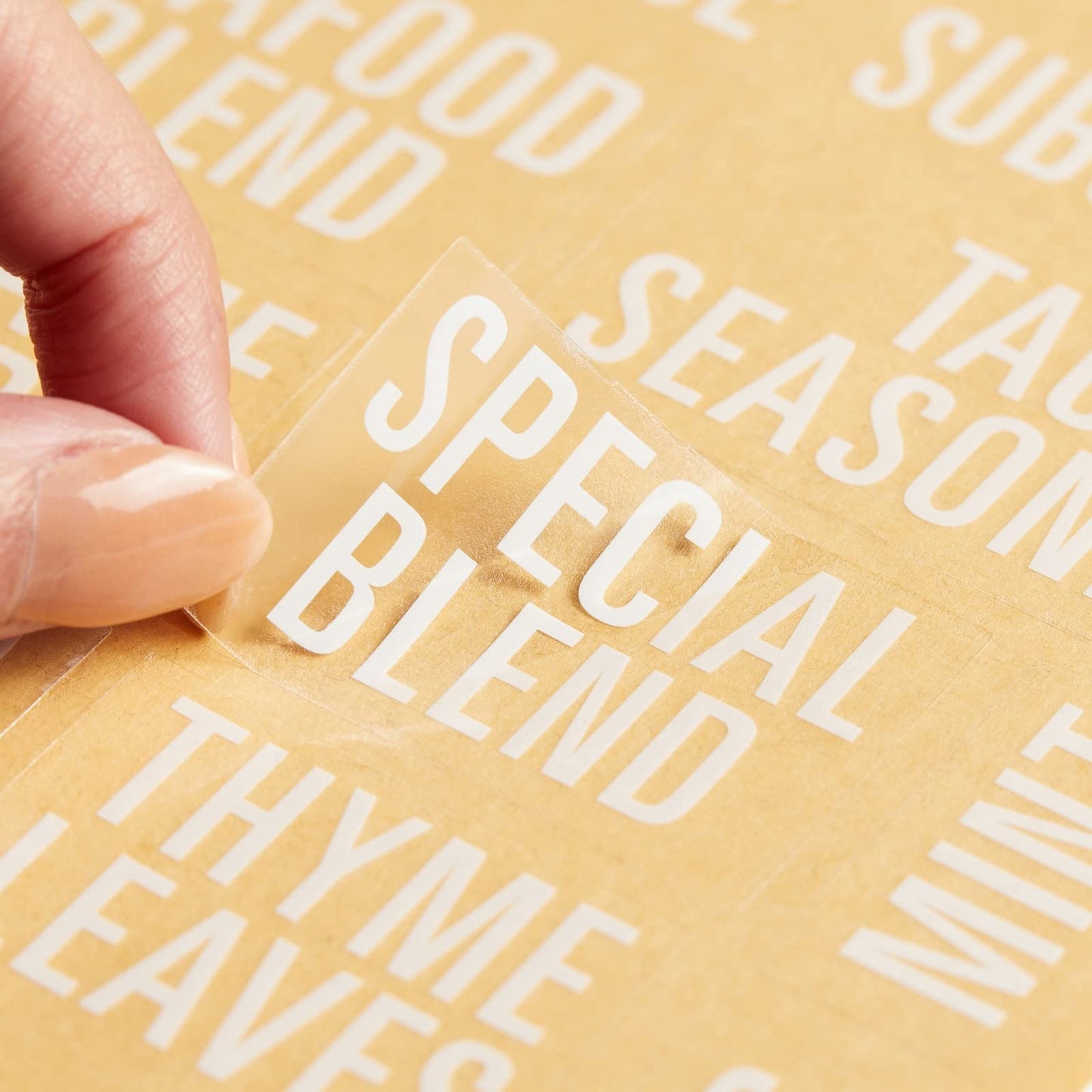 Talented Kitchen 134 Preprinted Minimalist Spice Labels, Bold All Caps White Seasoning Labels for Spice Rack, Kitchen Cabinet and Pantry Organization