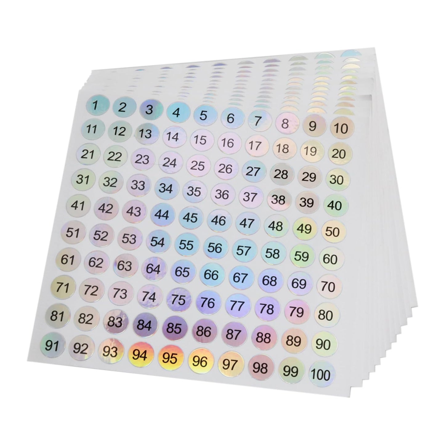 1 to 100 Reflective Laser Small Round Consecutive Numbers Stickers Self Adhesive Inventory Storage Organizing Label Stickers for Household Items, Schools, Books, Numbering, etc. -12PCS