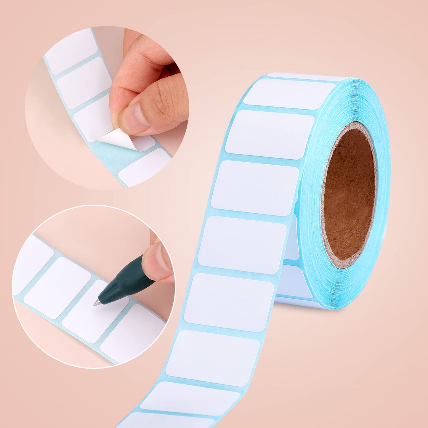 1 Roll / 1000pcs 1 x 0.6inch White Rectangle Stickers Labels, Self-Adhesive Writable Container Sticker Blank Removable Labels for Containers Storage Bins Jars Bottles and Office Supplies