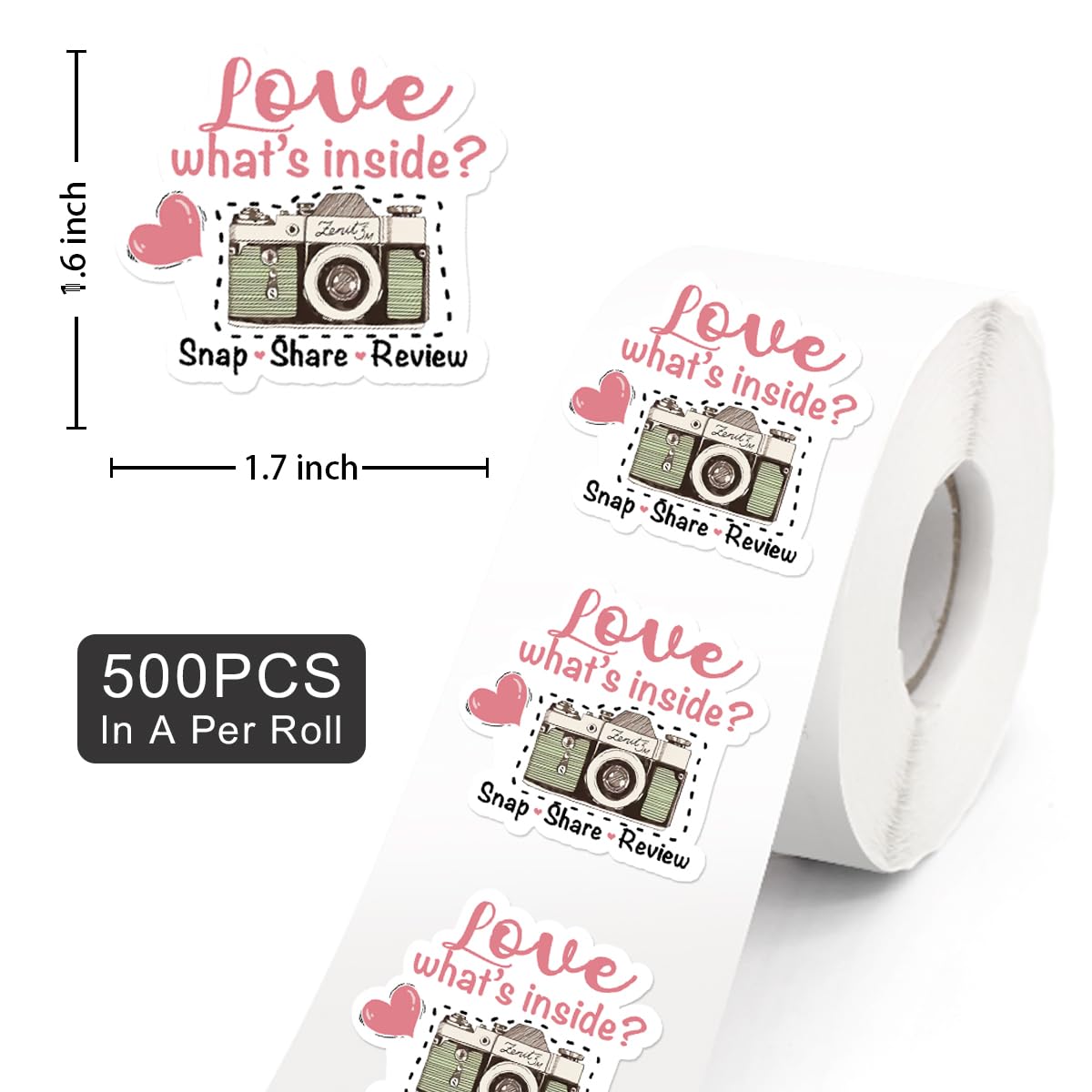 Littlefa Camera Stickers for Business,Bakery Sticker for Packaging,Love it Snap and Share Stickers,Share Sticker for Small Business,Gift Bags Packaging 500 PCS