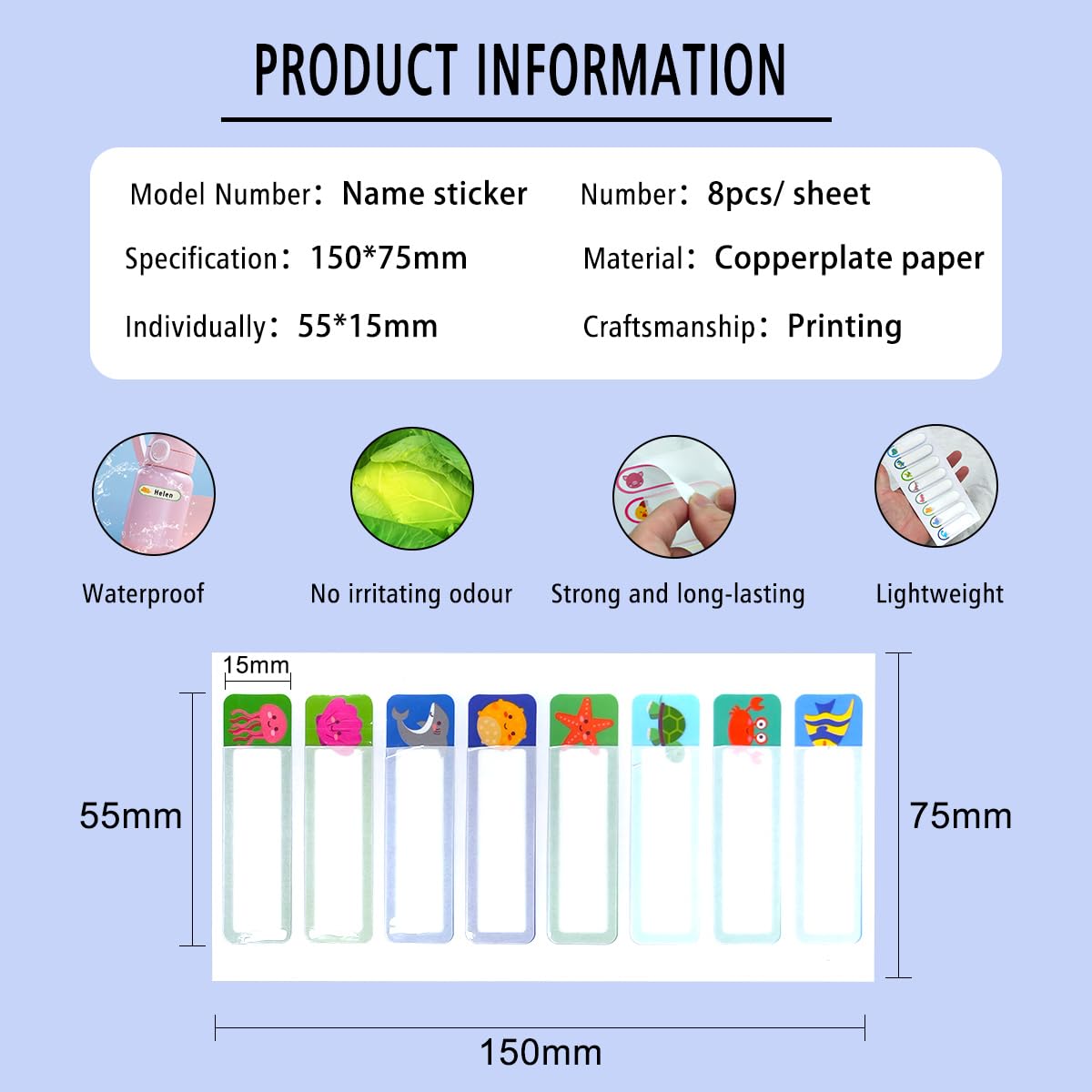 96Pcs Personalized Name Labels Back to School Label Sticker for Kids School Labels for Kids Waterproof Name Tag Stickers