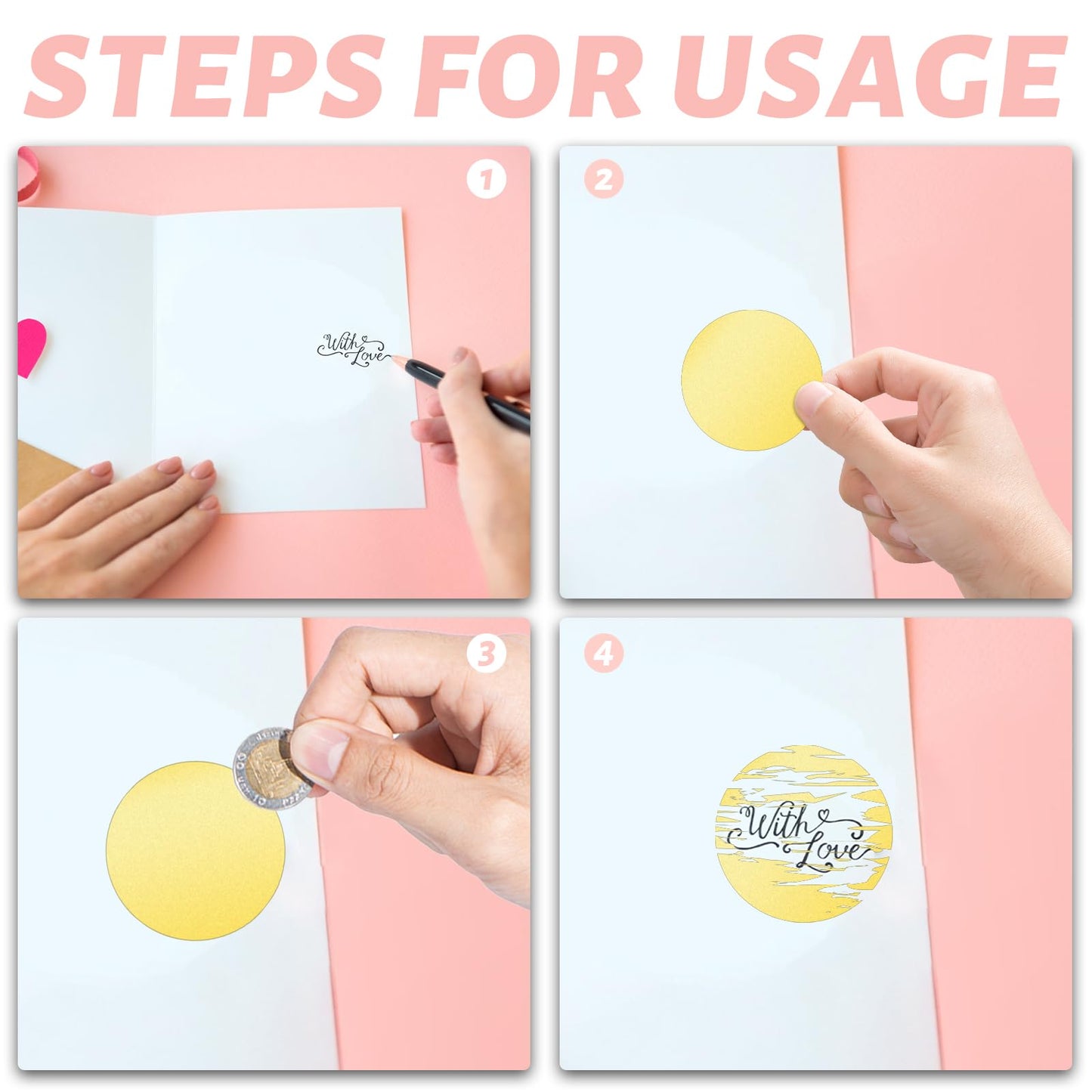 50 Pack Scratch Off Stickers Scratch Off Labels 1.97‘’ Round Circle Self-Adhesive Scratch Off Cards for Lottery Tickets DIY Raffle Card Creating Ticket Games Reward Card(Gold)