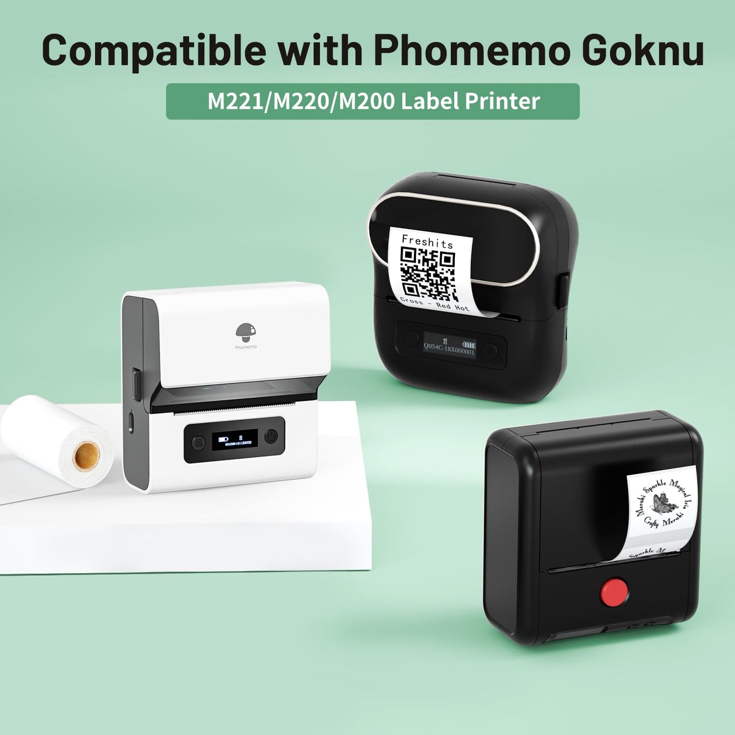 M220 M221 Labels 3Inch Square Series, 2.75"x3.14"(70x80mm) Compatible with Phomemo M221/M220 Label Maker, for Ingredient Label,Business,Address,Photo, 100Labels/Roll 2.75"x3.14" Rectangle
