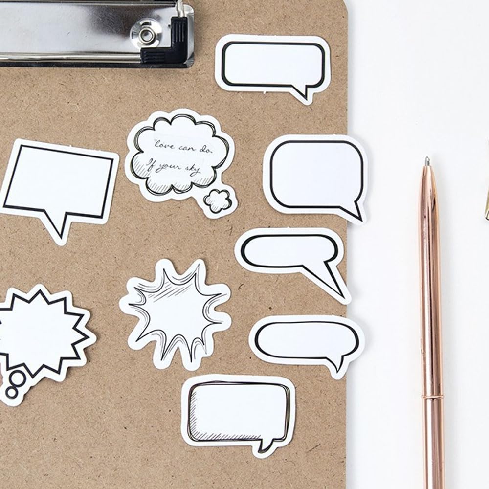 270 PCS Dialog Box Paper Stickers, Thought Bubbles Stickers, Cute Label Stickers, for Scrapbooking Journaling Water Bottle Laptop Diary Planners Collage Envelope Phone Case Art Crafts DIY Decoration