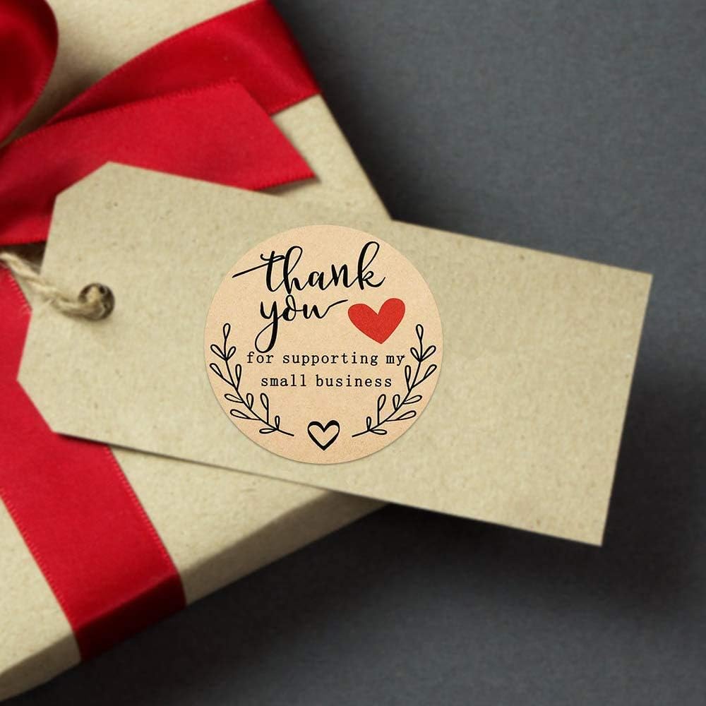 2 inch Thank You Stickers - 500 Count Thank You for Supporting My Small Business Stickers for Bags, Boxes, Envelopes, Ideal for Crafters, Bakeries & Small Business Owners Gold