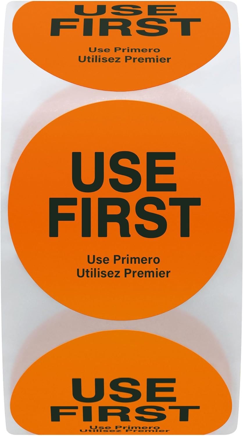 500PCS Use First Stickers Food Service, 1.5 Inch Small Circle Stickers Inventory Control Labels Restaurant Quality Food Labels Permanent Adhesive Dot Labels (Orange)