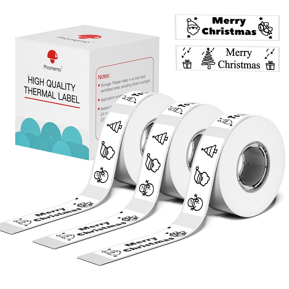 Phomemo D30 Label Tape, for D30 D35 Q30 Q30S Q31 Q32 Label Maker, Black on White Sticker Thermal Paper Self-Adhesive, 12 x 40 mm (0.47 x 1.57 Inch) 160 Tapes/Roll, 3-Roll 12x40 mm