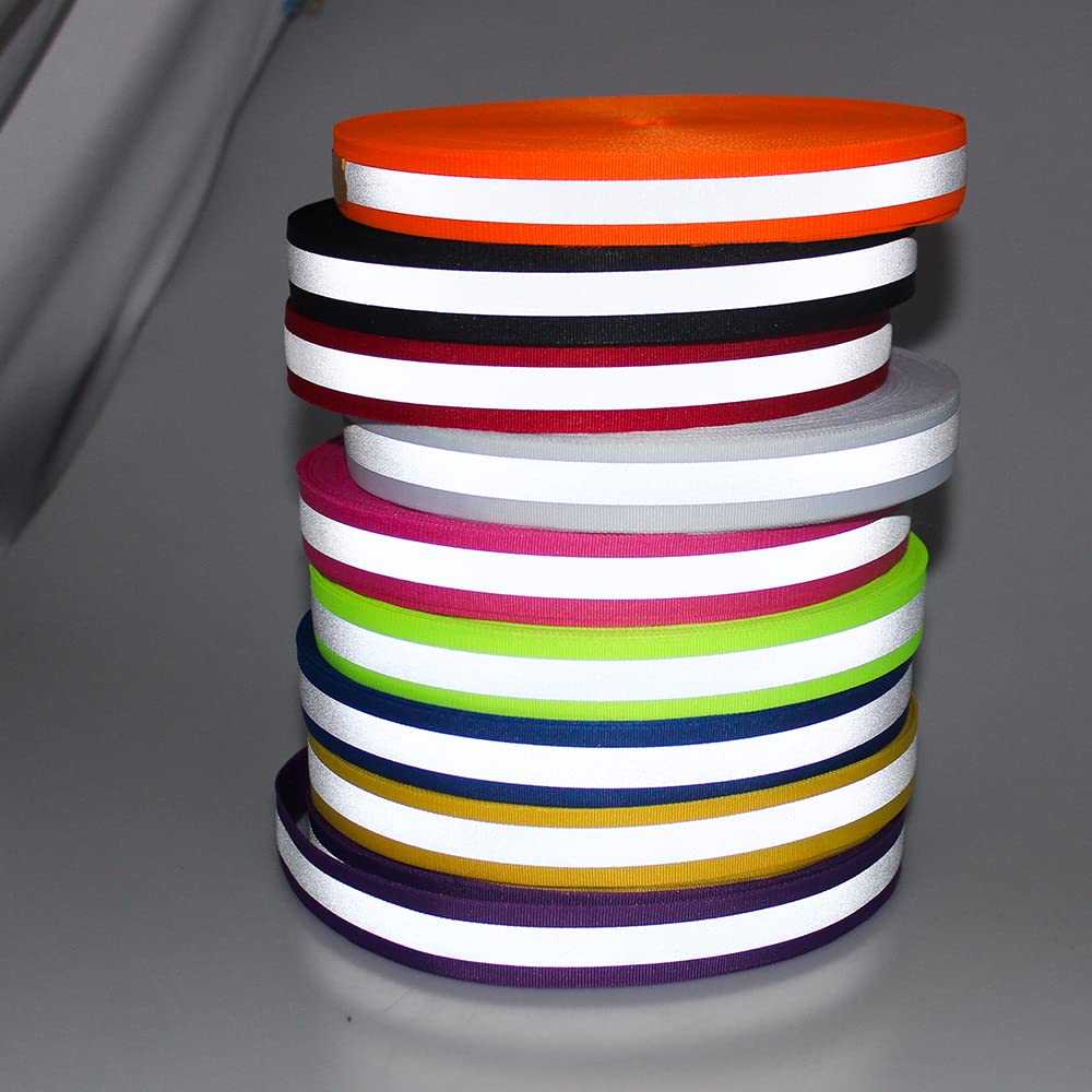 Silver Reflective Ribbon Tape for Clothing Webbing Trim Strip Sew On 0.8in x 50yd (Pink) Pink
