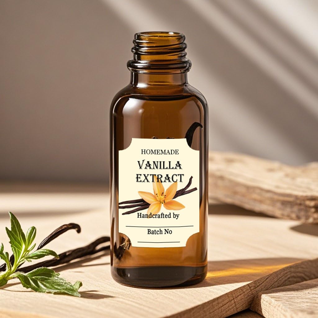 40 Pcs Vanilla Extract Labels 2 * 3 Inch Handmade Stickers for Homemade Honeys or Extracts, Handcrafted Bottles, Bottle Label