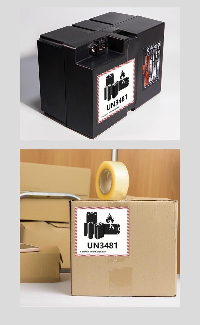 Lithium Battery Labels UN 3481 Warning Labels Pack of 50 Adhesive Stickers