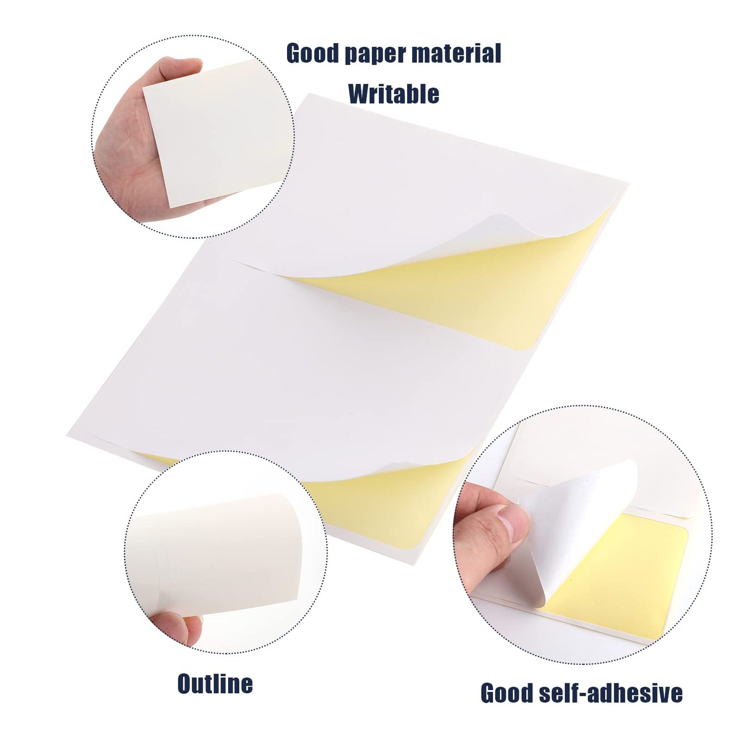 All-Purpose Labels - 50 White Matte Removable Rectangular Labels (11 x 9 cm) for School, Office and Home 4.5 x 3.5 Inch White