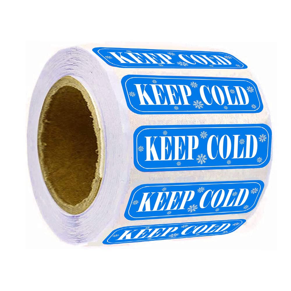 YOUOK Rectangle Keep Refrigerated Stickers Waterproof 0.5 X 1.5 Inch Fluorescent Blue Keep Refrigerated Food Packaging Warning Labels 500 Adhesive Labels (Blue, 0.5 X 1.5)