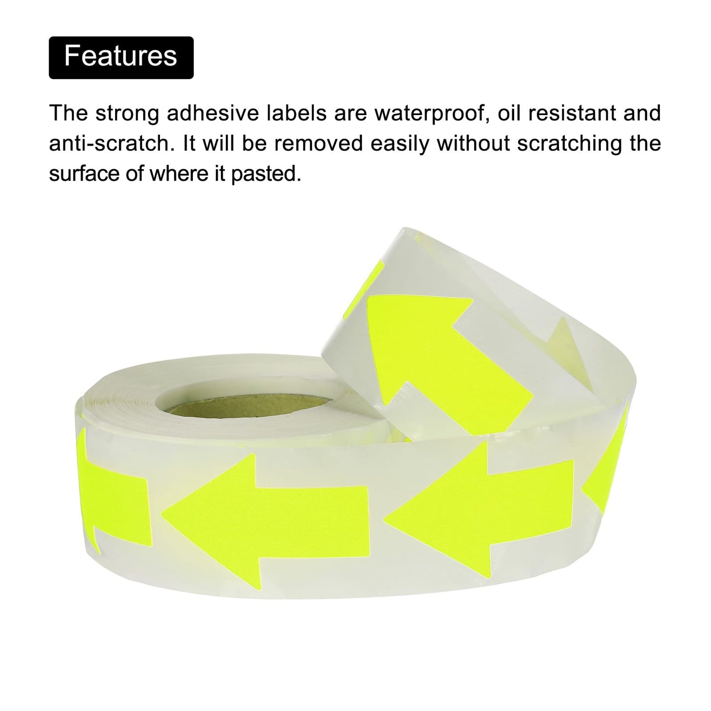 MECCANIXITY 2Pcs Arrow Sticker Labels 500 Count/Roll 1.3x2 Inch Fluorescent Yellow/Green Adhesive Arrow Shape Signs for DIY Craft Organizing Inventory
