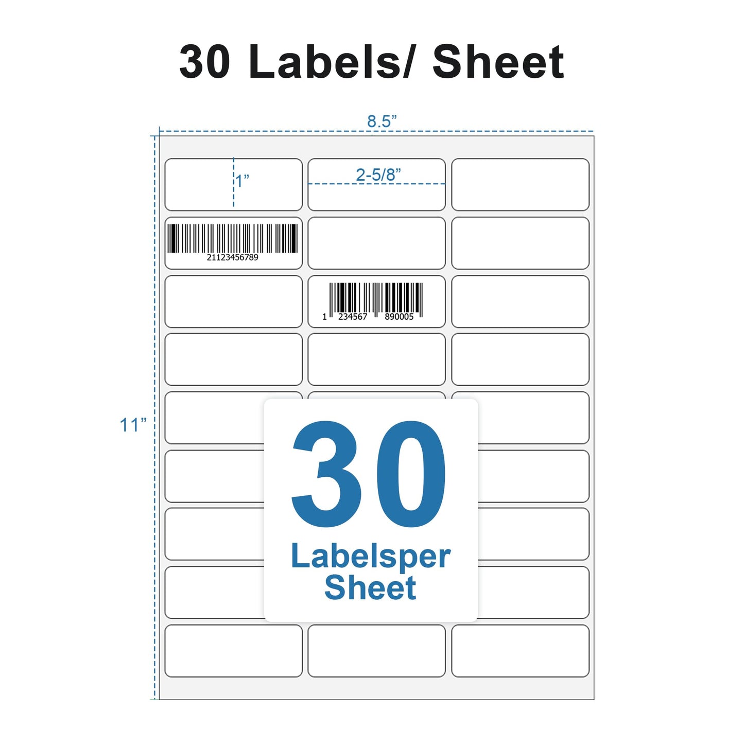 1" x 2-5/8" Crystal Clear Address Labels, Shipping Address Labels for Laser Printers, Mailing Labels Compatible with 5600, 8660, 15600, 18660, Easy to Peel (750 Labels, 25 Sheets) 750