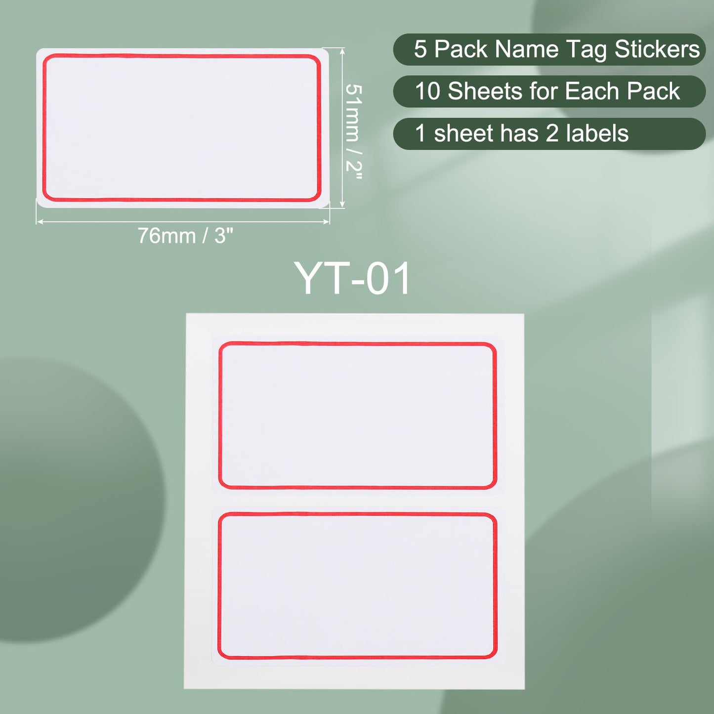 M&G 100 Pcs Name Tag Stickers, Name Labels Stickers Waterproof Adhesive Labels Blank for Stuff-Daycare Supplies Bottle Clothes Fabric Folder Office Camp, 51x76mm, Red White