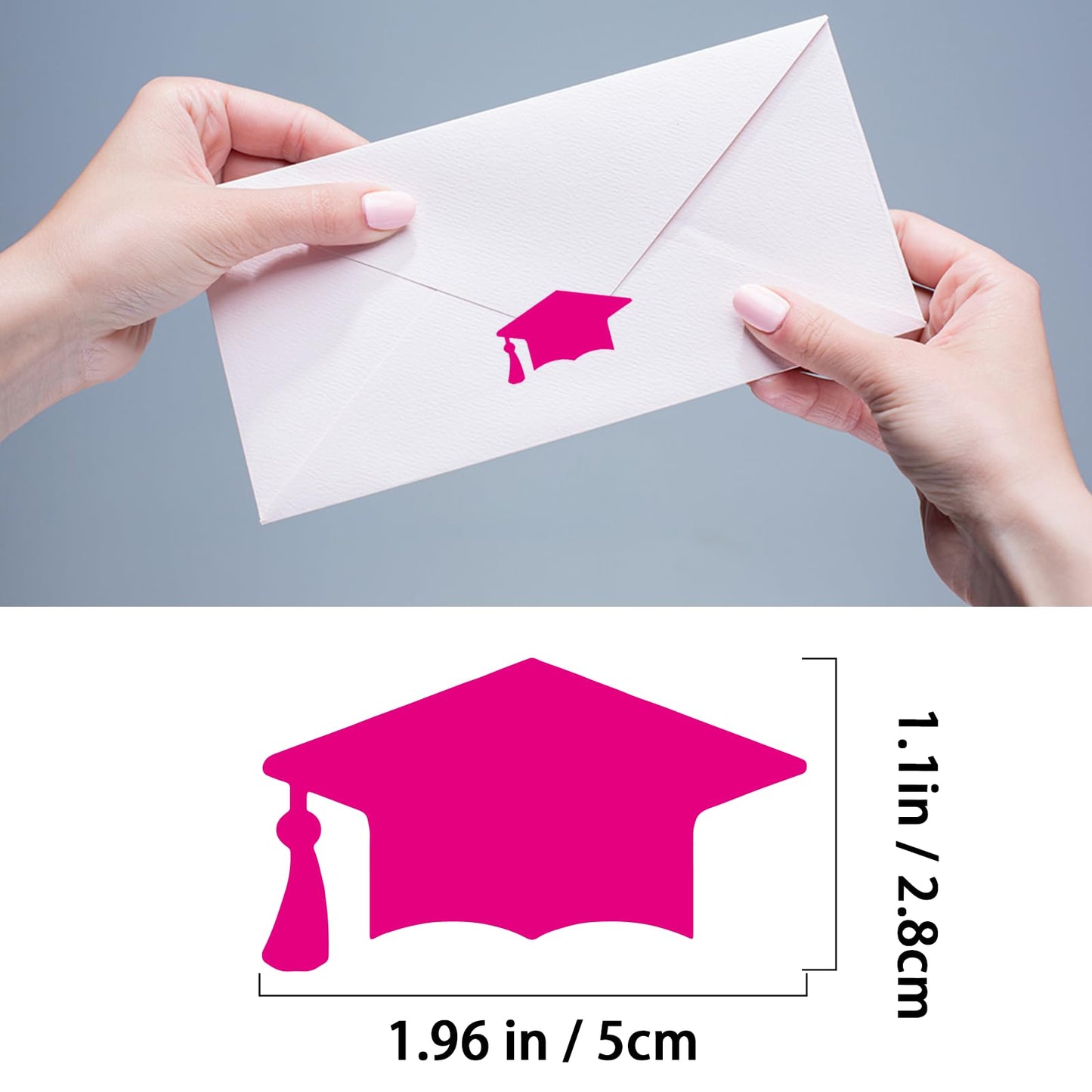 80PCS Pink Graduation Cap Label Stickers Self-Adhesive Grad Hat Stickers Sealing Labels Grad Party Favor Decor for College High School Graduation Envelopes Chocolate Cards Gift Wrap (Bright Pink) Bright Pink