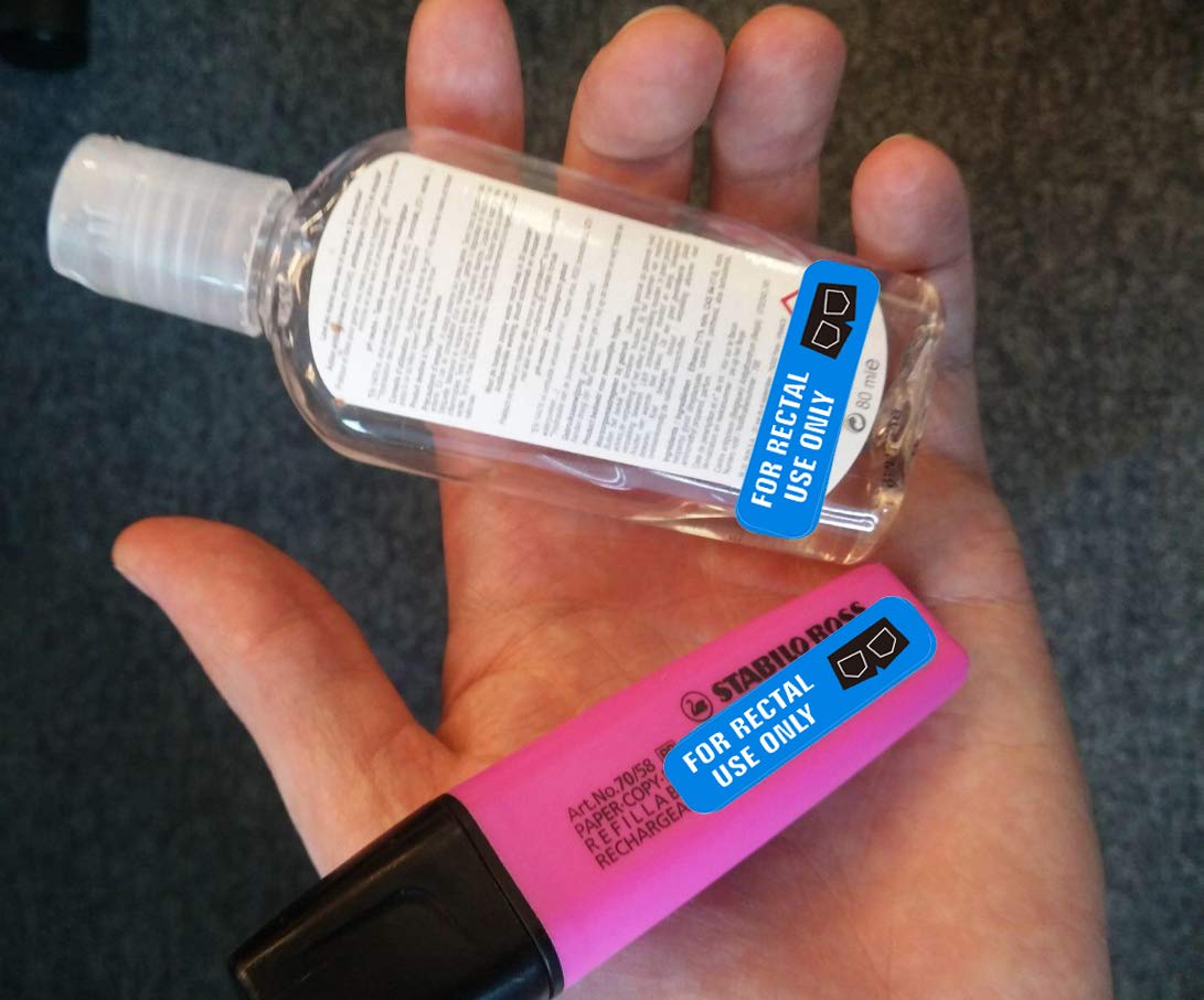 500 for Rectal Use Only Stickers Waterproof - 1.5" x 3/8" Blue Permanent Adhesive Rectal Use Only Stickers Labels