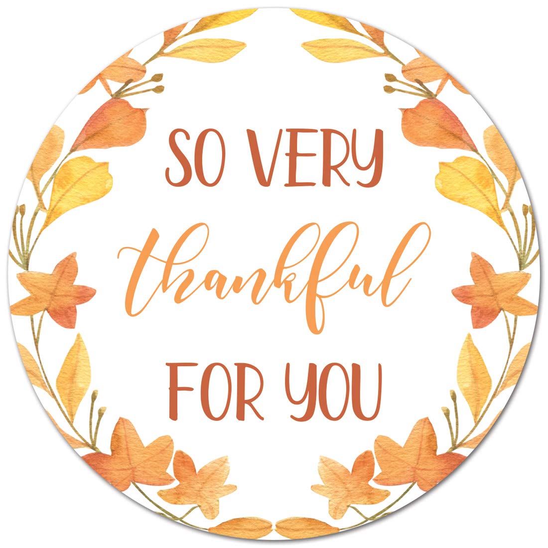 2" Round So Very Thankful for You Thanksgiving Stickers (40 Labels)