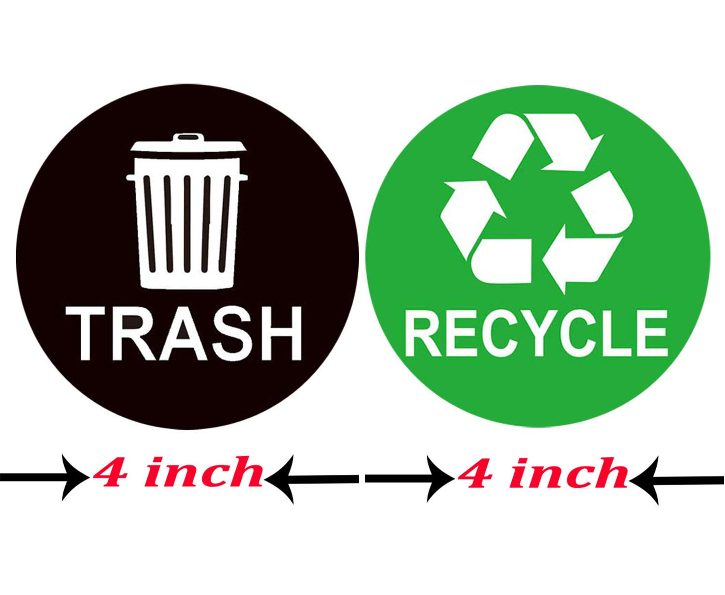 Recycle Sticker Trash Can Decal,Recycle and Trash Logo Self Adhesive Labels,Garbage Waste from Recycling-Indoor & Outdoor,Perfect for Kitchen Necessity, Home, Office,Bars,12 Pack Per Pack