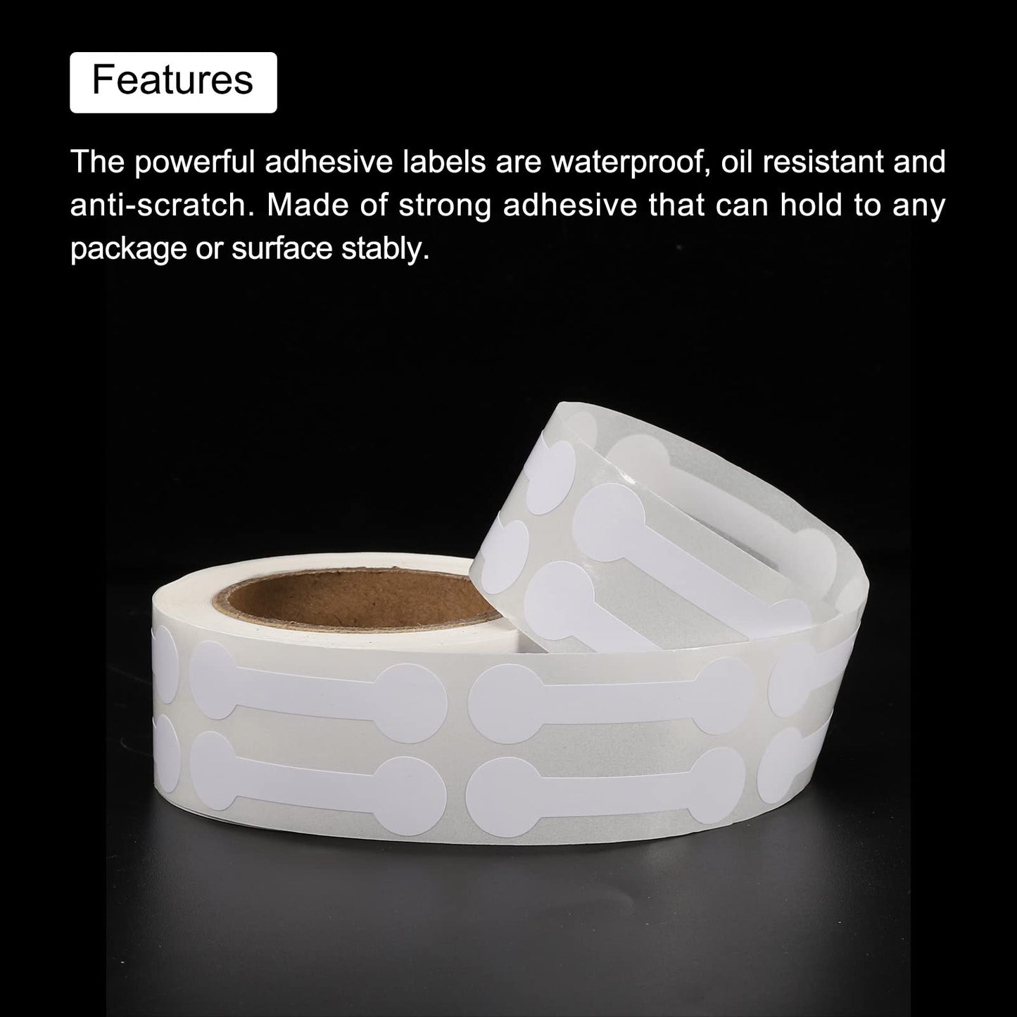 MECCANIXITY 1 Roll Blank Tamper Evident Labels 0.43x 1.65 Inch Adhesive Dumbbell Shape Top Stickers for Coffee Cup, Milk Tea Cups, 500 Count/Roll White