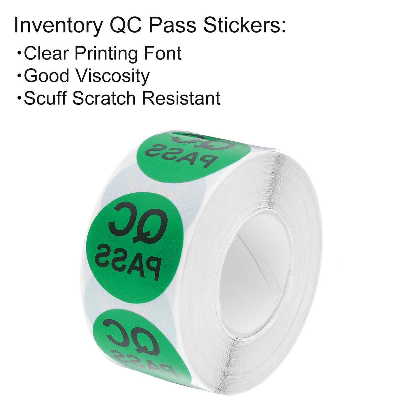 MECCANIXITY Inventory QC Pass Stickers Labels 25mm/1" Green for Inventory Warehouse Stock, 5 Roll 2500 Piece