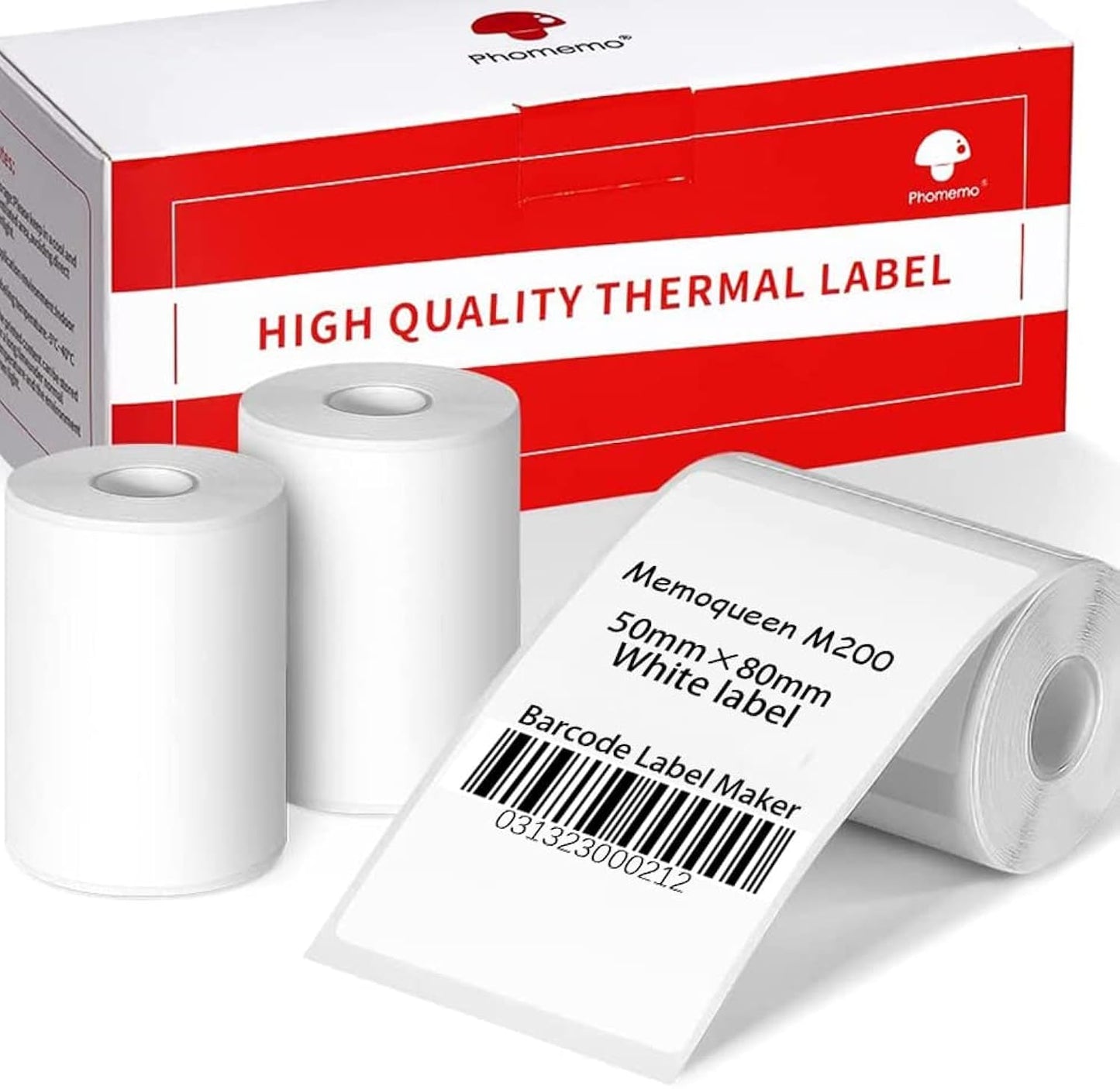Phomemo M220 Labels - 3 Rolls, 100 Labels/Roll, Square, Black on White, 1.97"x3.15" (50x80mm), Compatible with M110/M220/M221/M120/M200 Printers 1.97" x 3.15" (50mmx80mm)