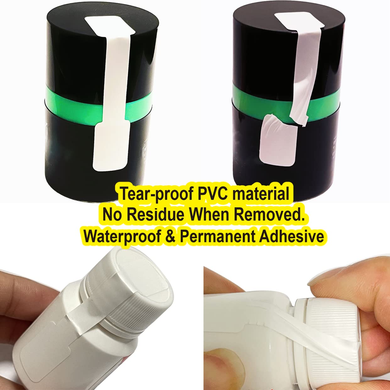 Blank Generic Tamper Evident Label - 2.8 x 1/2 Inch Tamper Proof Stickers with Permanent Adhesive Made with Durable PVC Material Waterproof,500 Labels on a Roll