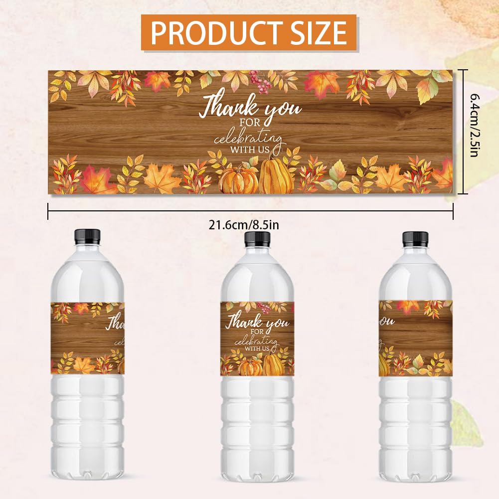 PH PandaHall 30pcs Water Bottle Labels for Celebrating, Fall Leaves Adhesive Waterproof Bottle Wraps Autumn Bottle Stickers Bottle Labels for Halloween Thanksgiving Wedding Birthday Party Anniversary