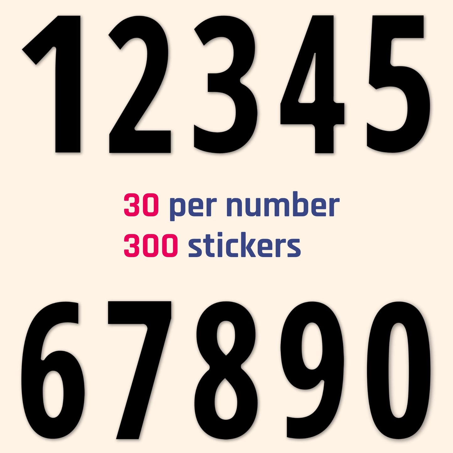 300 Pieces, 3" - Vinyl Stick on Numbers, Waterproof Number Stickers Labels - Black 3 inches