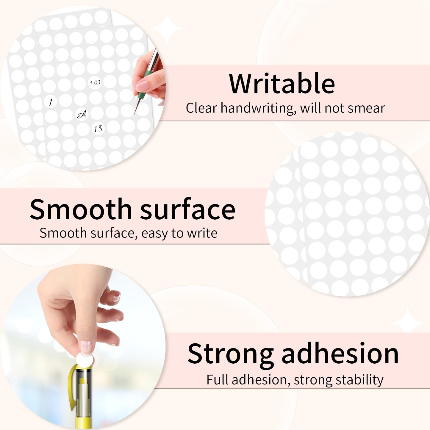 Starboling Dot Stickers - 1/2 Inch White Circle Labels, 1400pcs Writable Color Coding, Round Stickers for Office, Classroom, Garage Sale 0.5''