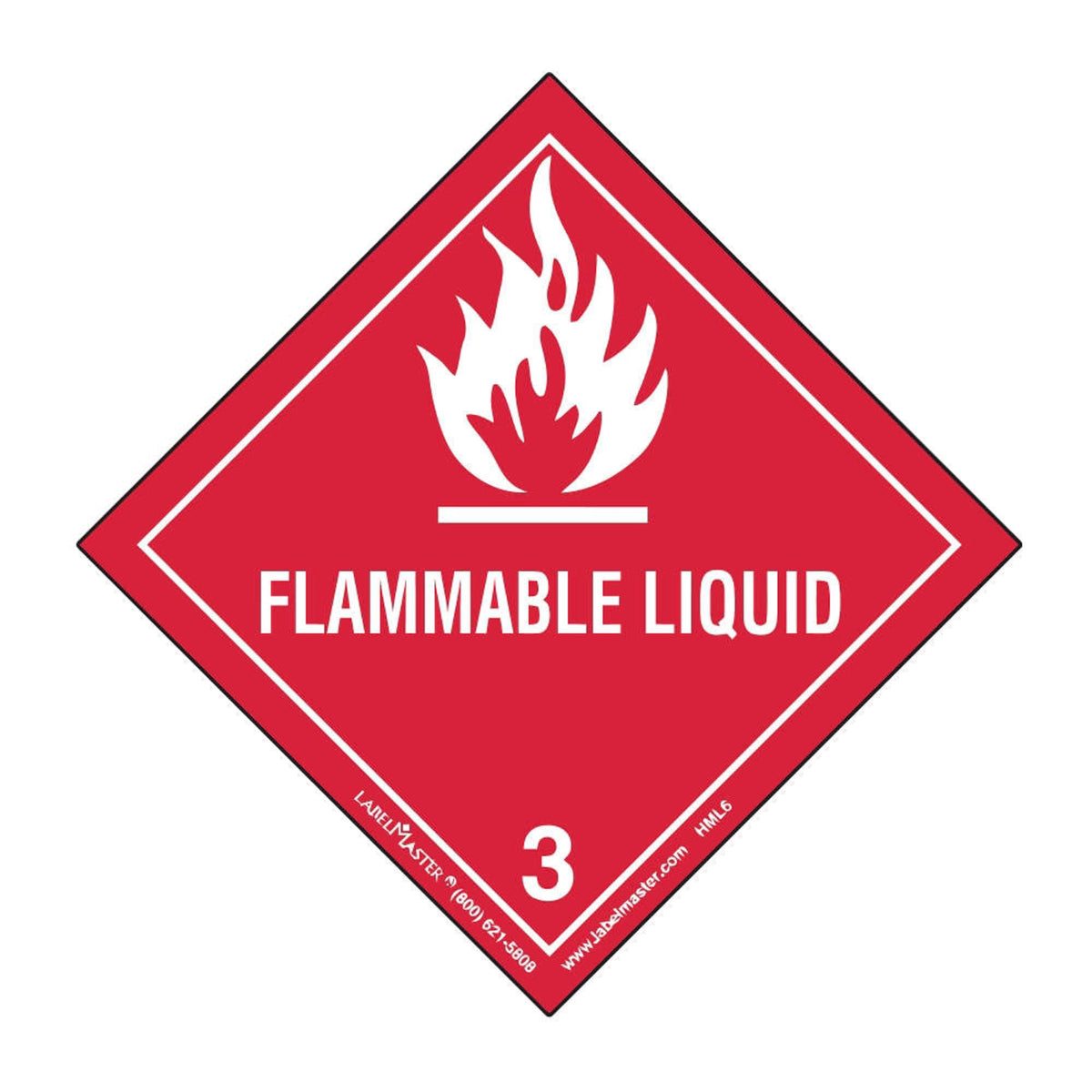 Labelmaster HML6C Flammable Liquid Worded Label, Paper, Hazmat, 4" x 4" (Pack of 100)