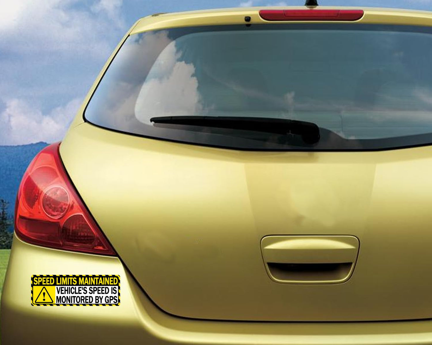 Yellow Vehicle Speed Monitored by GPS Vinyl Label 10"x3.5" Speed Limits are maintained Sticker 4 pcs Car Safety Caution Sign