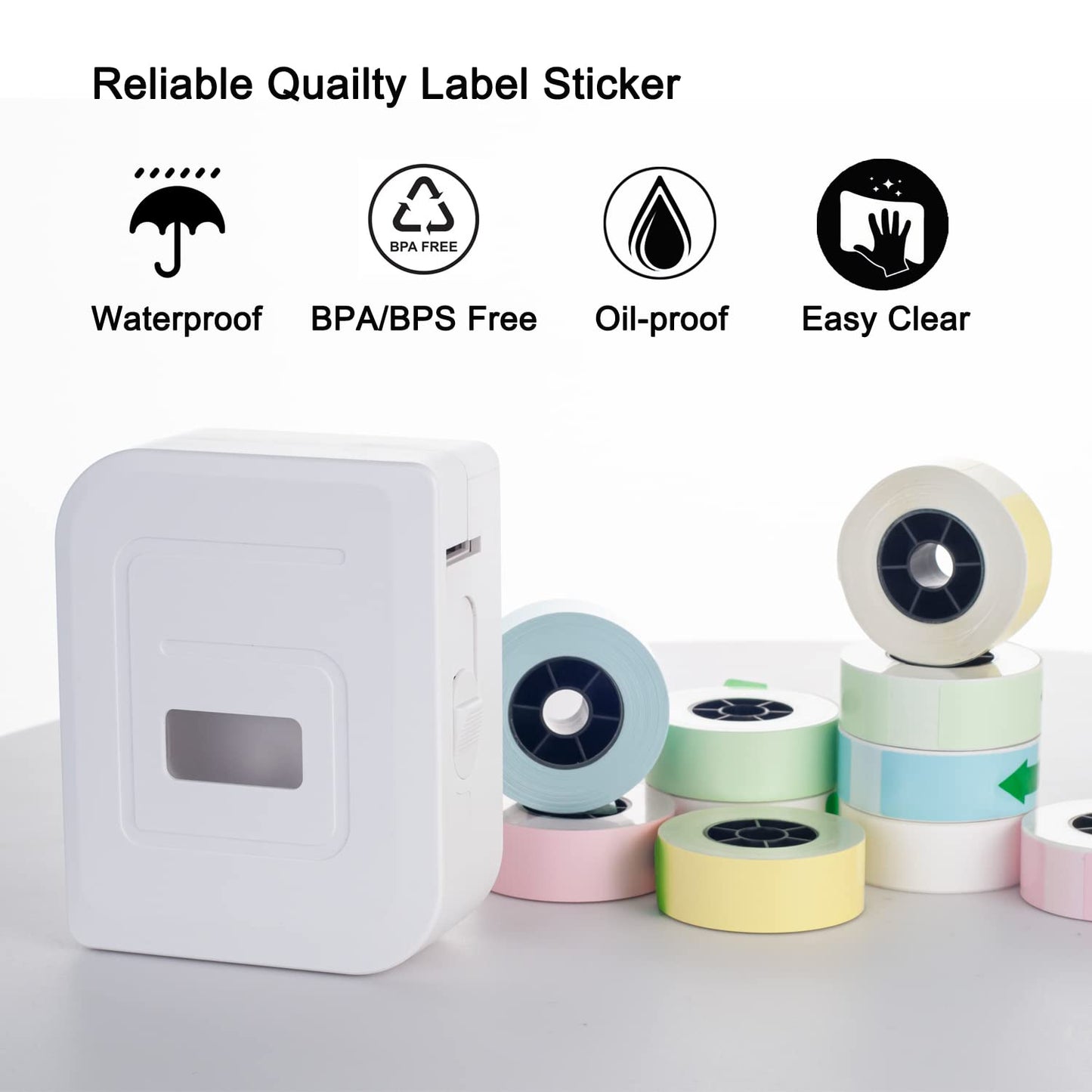 Label Maker Tape, Pink Continuous Paper Label Printer Tape Roll Waterproof Self-Adhesive Labels Tape Refills for HP1 Label Maker DIY Labeling Tape Replacement Labels 0.42 inch x 21' (2PCS)
