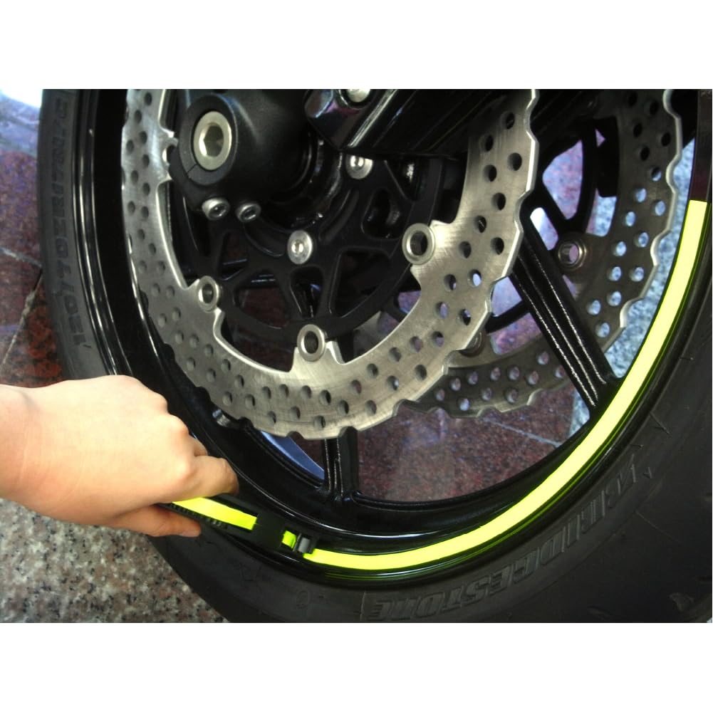 Keiti Motorcycle Wheel Stripe with Dispenser WS800 (Fluorescent Yellow) Fluorescent Yellow