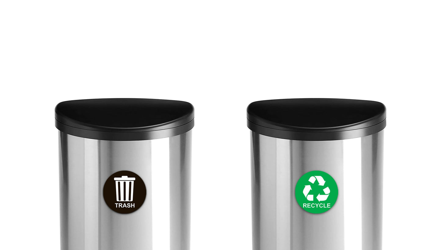 Recycle Sticker for Trash Bins - Perfect Recycling Stickers for Trash Can - 2 Pack - 5" by 5" Decal Logo - Ideal Label Sign for Home or Office Refuse Bin - Suitable for Indoor/Outdoor use Green, Black