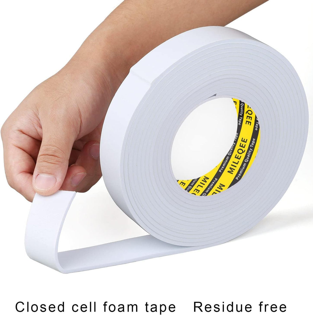 2Pack Single-Sided Adhesive Foam Tape EVA White, Multipurpose Sponge Sealing Strip Window Door Insulation Table Edge Protector Wall Bumper Guards, Each 1.18in x 16.4FT MILEQEE 2Pack, Each 1.18in x 16.4FT