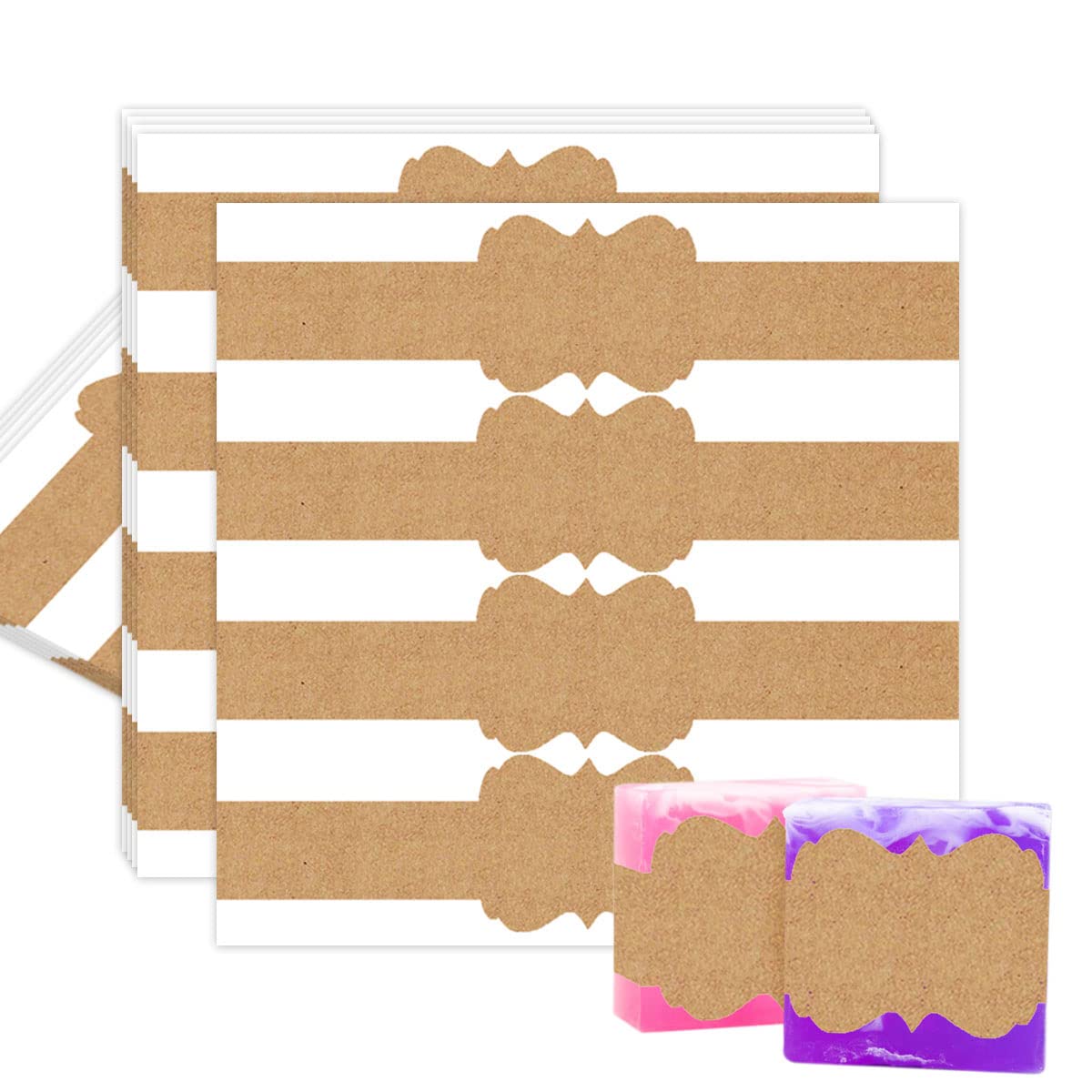 YOUOK Printable Natural Blank Kraft Soap Band Labels Stickers, 8.5x2 Inch Adhesive Brown Wrap Label for Handmade Soap,Lotion Bars,Bath Bombs(100 Pcs)
