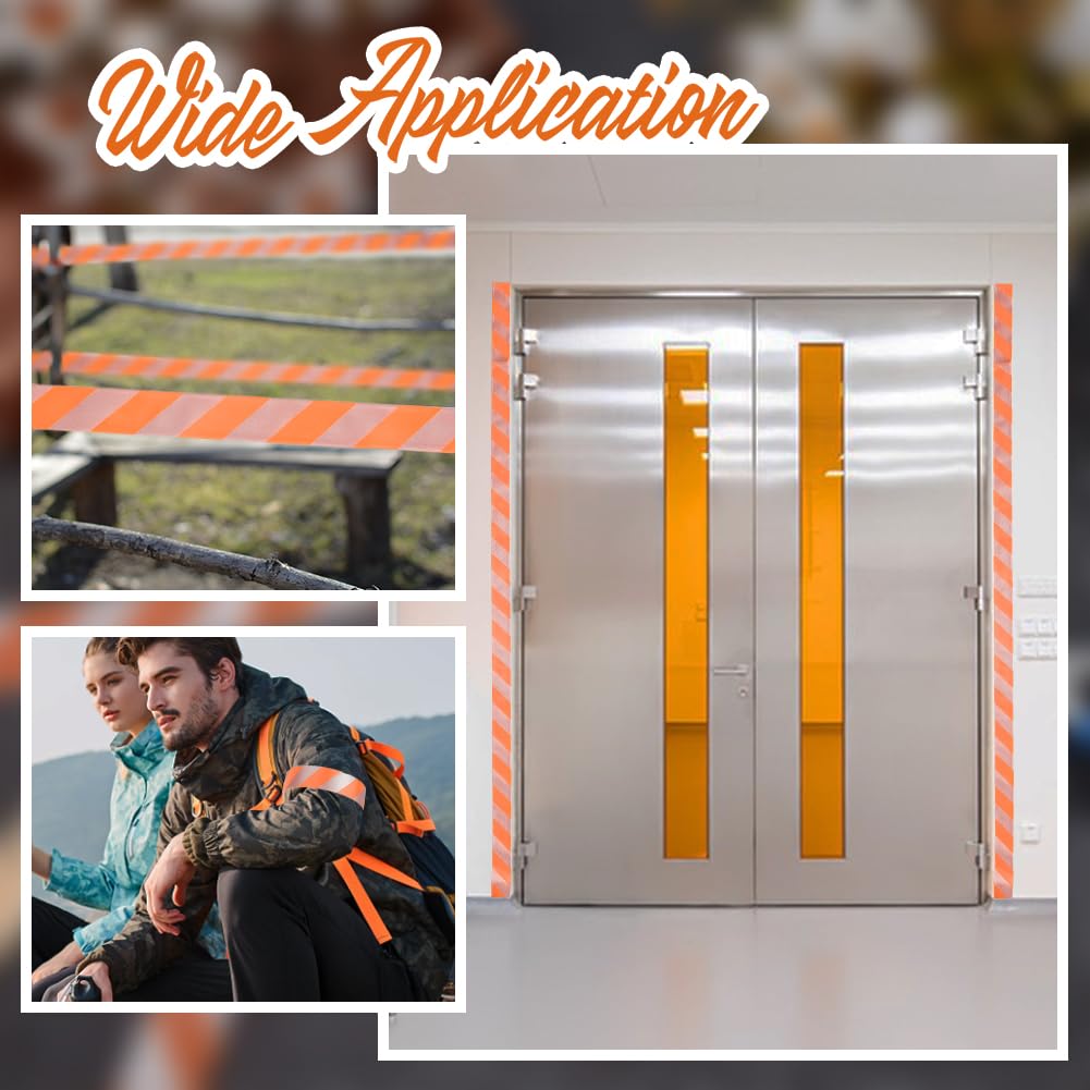 OLYCRAFT 4 Rolls Flagging Tape with Orange Silver Stripes 1 Inch x 590ft Tree Marking Tapes Non Adhesive PVC Marking Ribbon Surveyors Tape for Hunting Boundaries Hazardous Areas