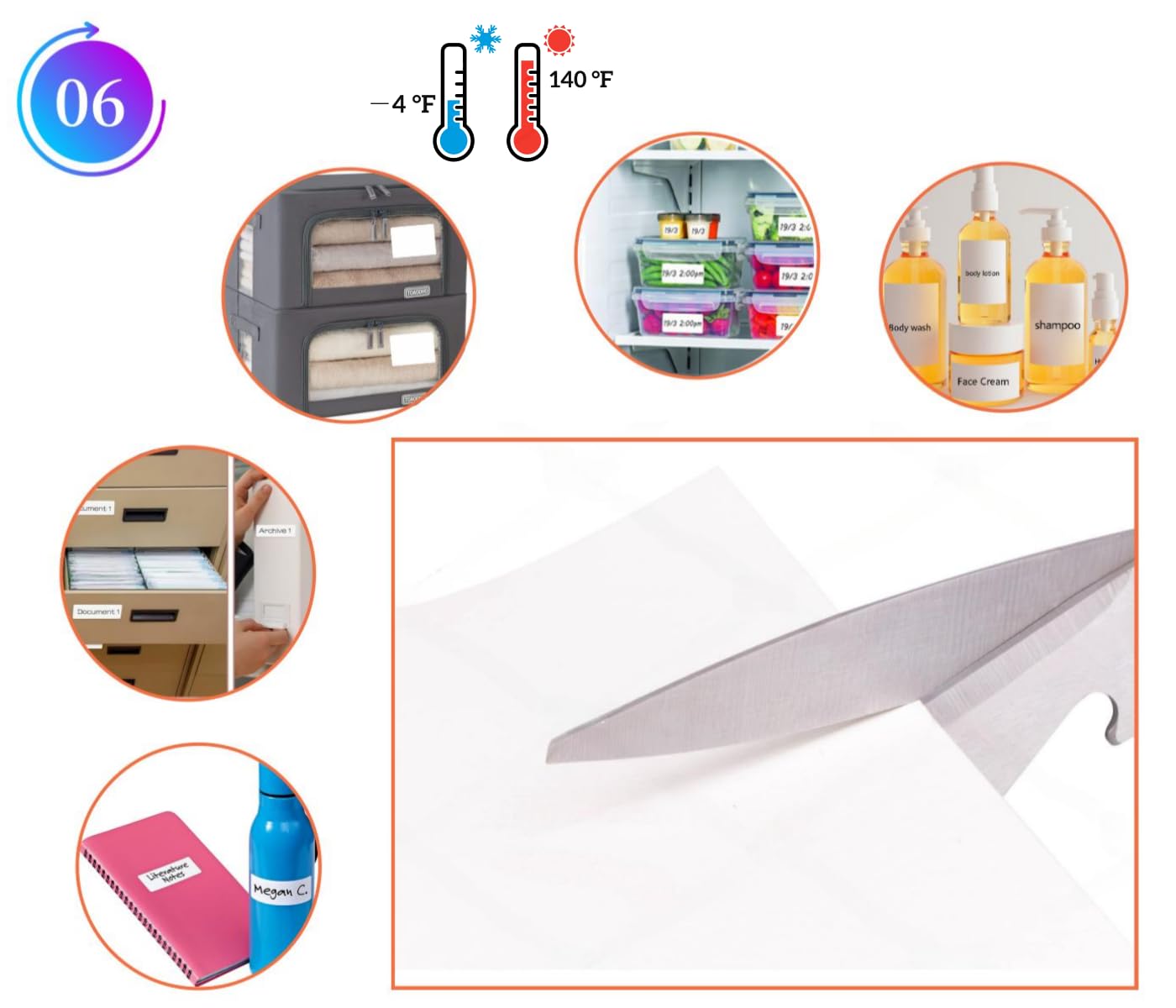 Removable Waterproof Labels for Storage Bins - 100 4" x 6" Organizing Name Label for Containers Stickers for Shipping Packing, Kitchen Storage, Proof-Water/Oil, Sticky Large Labels for Moving Boxes storage bins labels 100 pcs