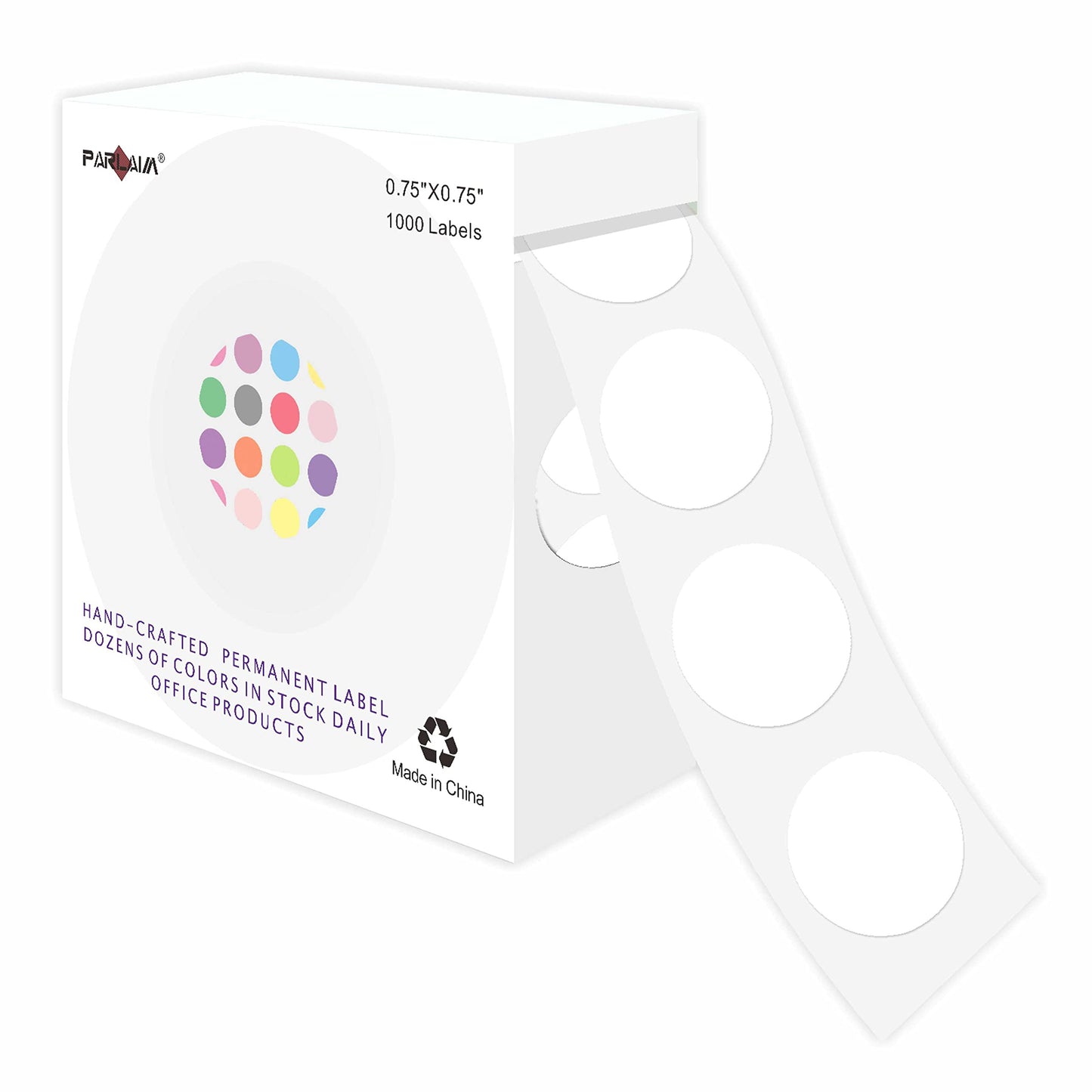 PARLAIM 3/4 Inch Roll Color Coding Labels,1000 per Roll Round Permanent Adhesive Color Coding Circle Dot Stickers for Classroom Office Home (White) White 1 Roll-1000 Pack