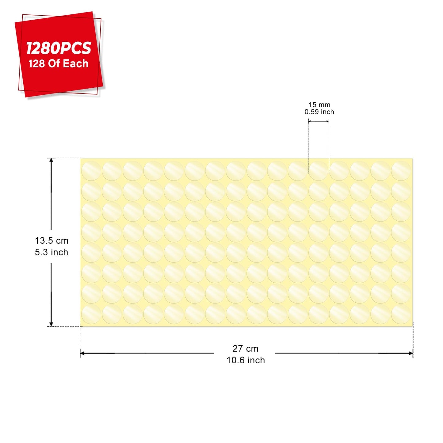 Transparent Dots Stickers Vinyl 0.6 Inch Self-Adhesive Round Clear Labels Waterproof Circle Wafer Decal for Seal Envelope Package Retail 1280 PCS 15mm