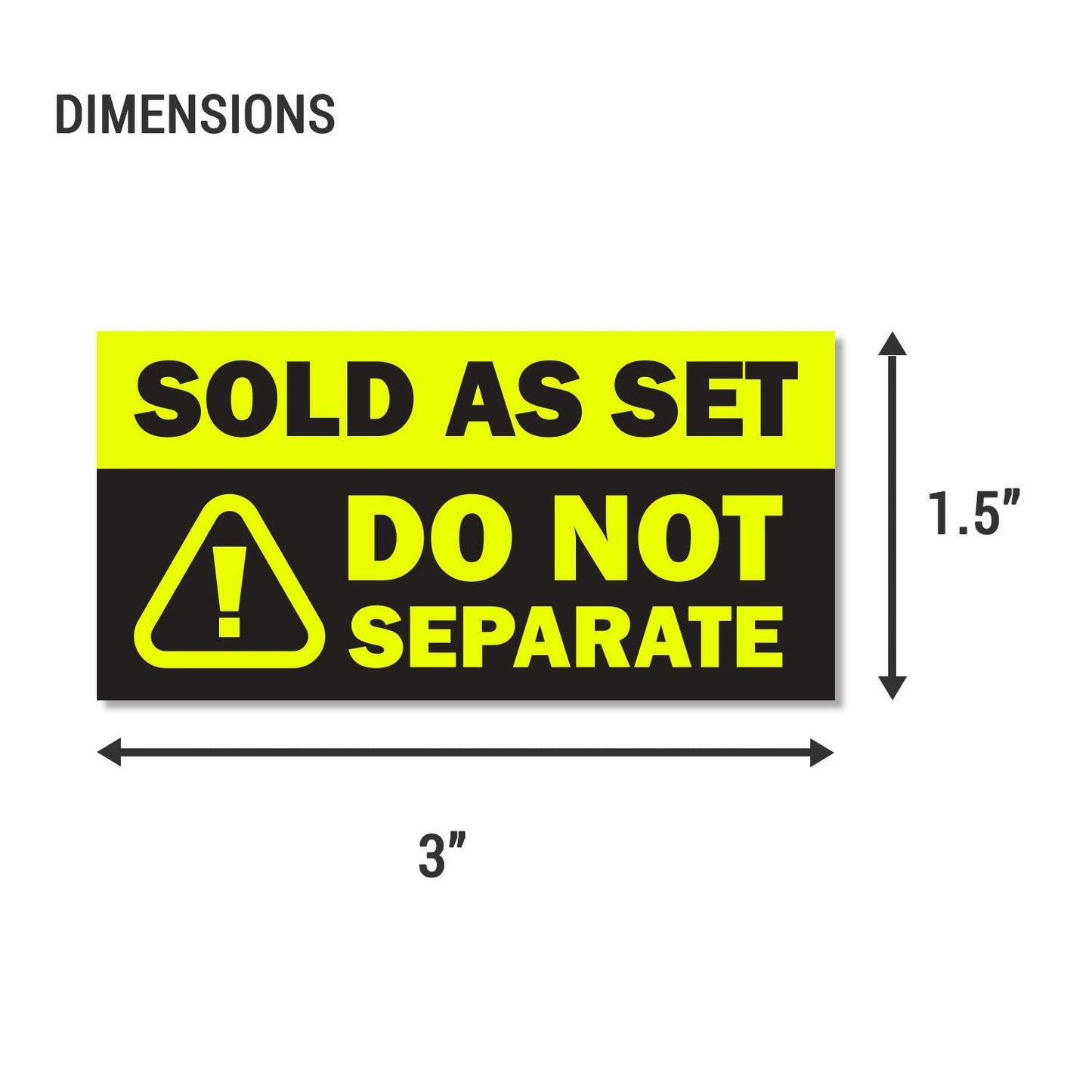 Sold as Set Stickers - 1.5" x 3" Bright Neon Yellow Do Not Separate Stickers This is a Set Do Not Separate Labels Bundles Shipping Together Packing Labels - 1 Roll, 300pcs 300 Labels