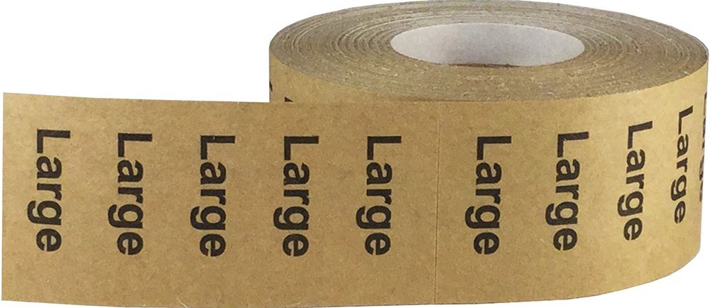 Natural Kraft Large Clothing Labels Size Strip Stickers for Retail Apparel 1.25 x 5 Inch 125 Adhesive Stickers