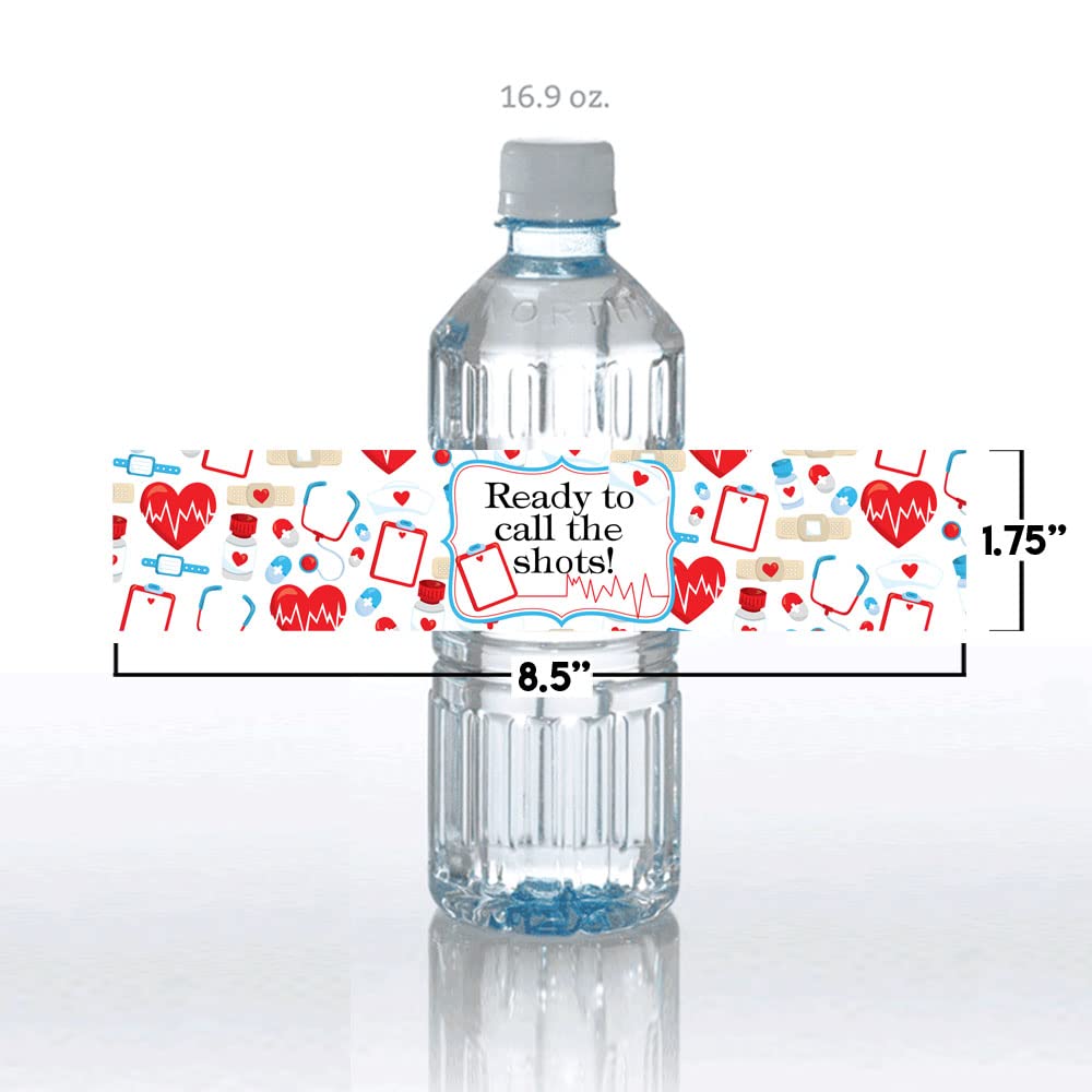 Ready to Call The Shots Nursing School Graduation Waterproof Water Bottle Sticker Wrappers, 20 1.75" x 8.5" Wrap Around Labels by AmandaCreation Nurse