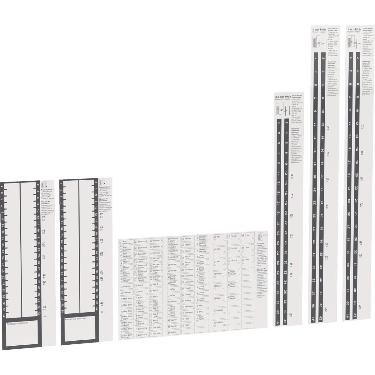 Square D by Schneider Electric UCD42CP Directory Kit Universal self-Adhesive pre Circuit Labels, White 2.3*1.7 inches