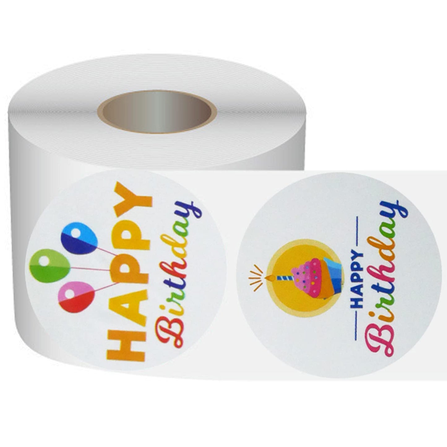Happy Birthday Stickers Roll 1.5" Round 500pcs Self Adhesive Birthday Sticker for Kids Adults Envelope Seals Cards