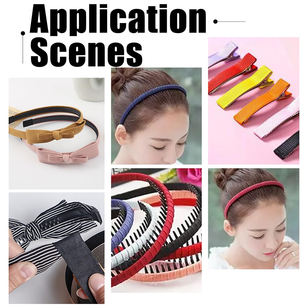 Self-Adhesive Black Grosgrain Ribbon 25 Yards 0.87inch Non-Slip Headband Tape Self Adhesive Polyester Strip for DIY Hair Accessories Sewing Gift Wrapping Crafts Decoration