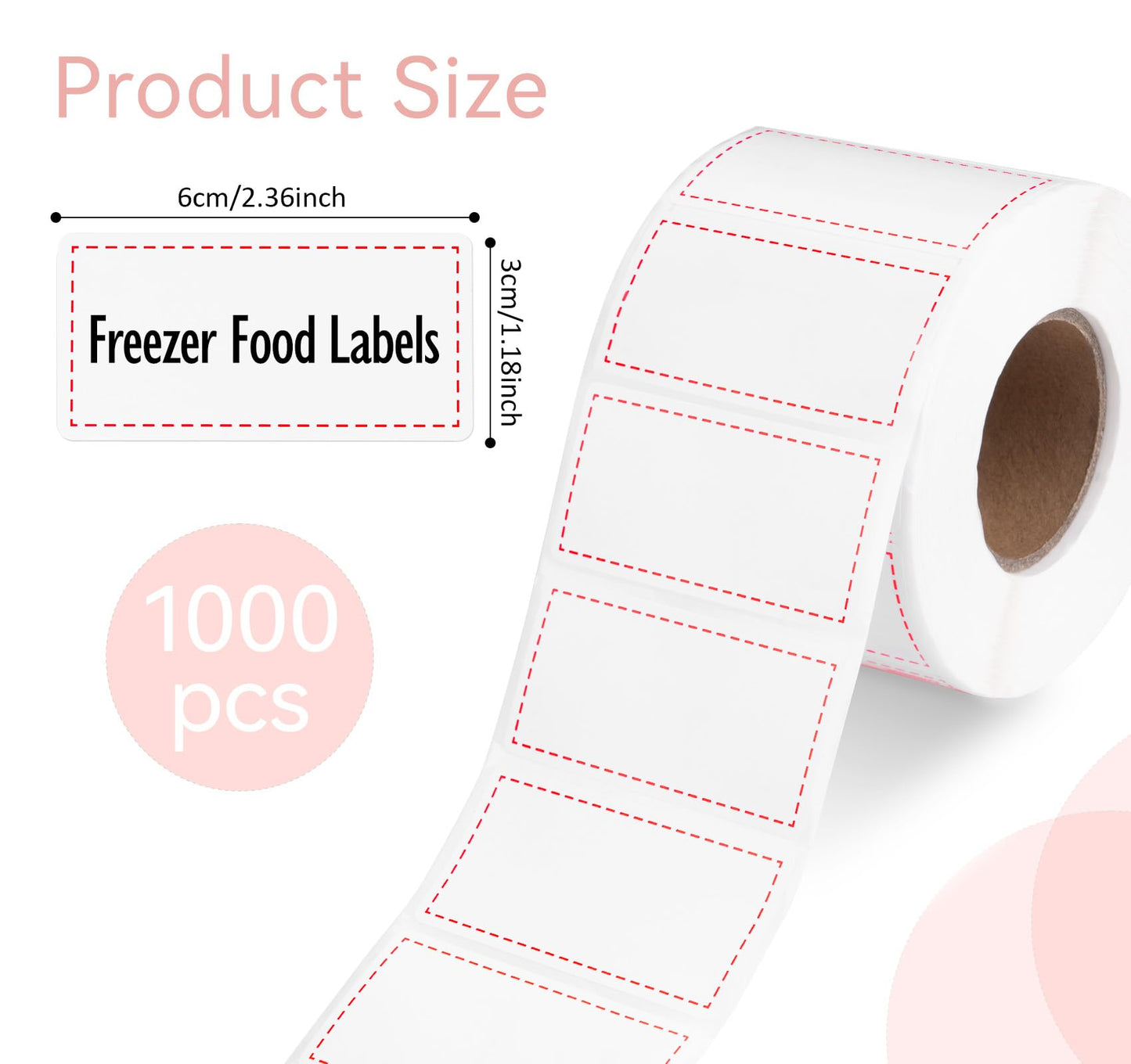Freezer Labels,1000pcs Food Storage Stickers,1.18 x 2.36 in Refrigerator Freezer Paper Label Easy Clean and Write On,Stickers Food Label for Container Bottle Kitchen Restaurant Use,Red Red Line